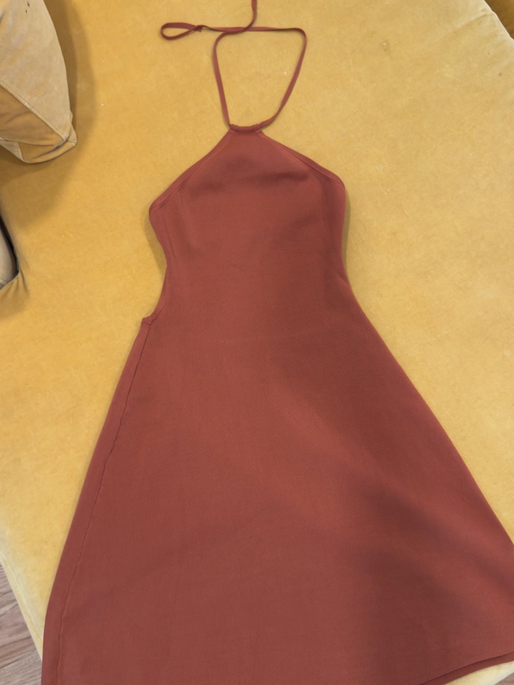 cult gaia women’s Rust Halter-Style Knit Mini open back Dress - Picture 4 of 6